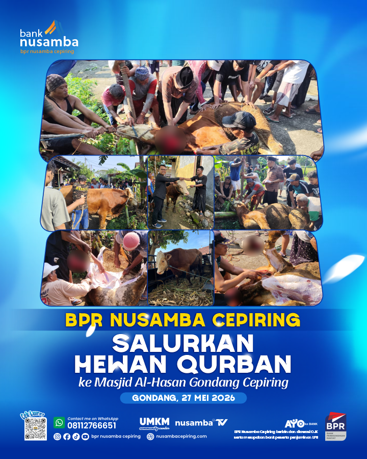Penyaluran Hewan Qurban Bank Nusamba Cepiring untuk Warga Gondang Kidul