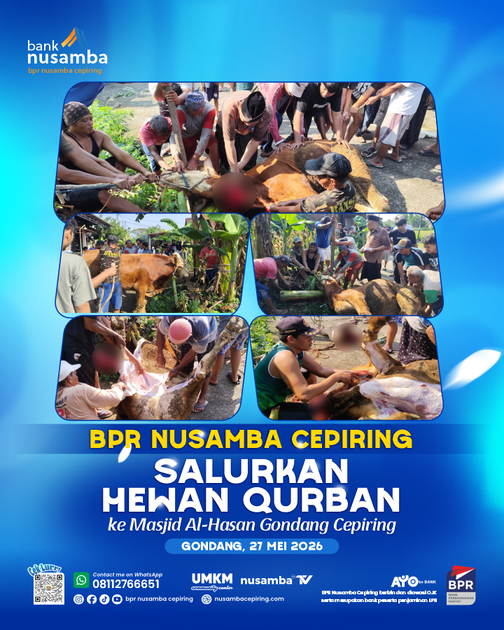 Penyaluran Hewan Qurban Bank Nusamba Cepiring untuk Warga Gondang Kidul