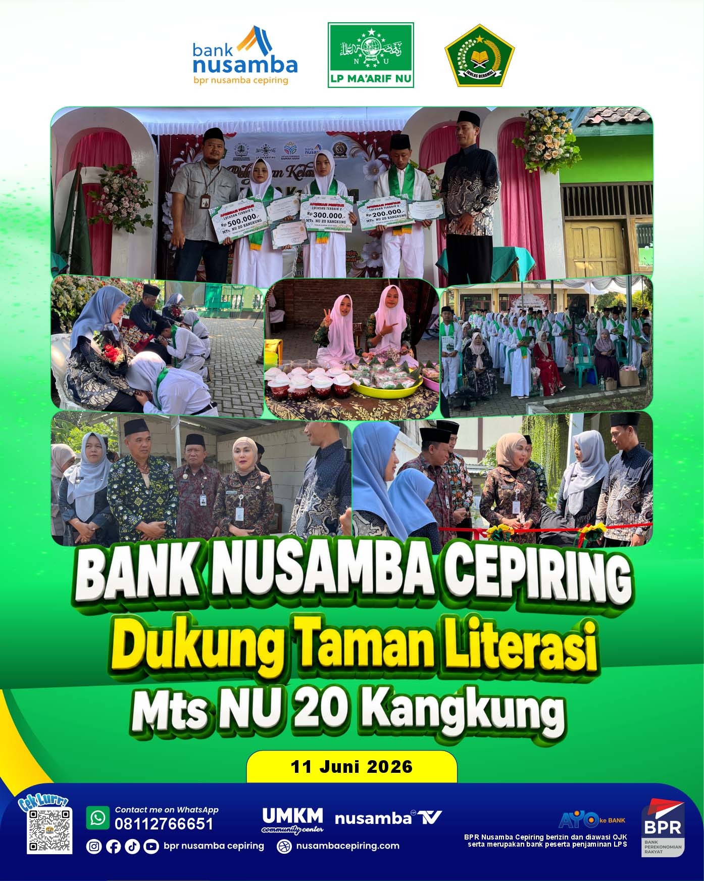 Gandeng Bank Nusamba Cepiring, Taman Literasi MTs NU 20 Kangkung Siap Cetak Generasi Cerdas Finansial